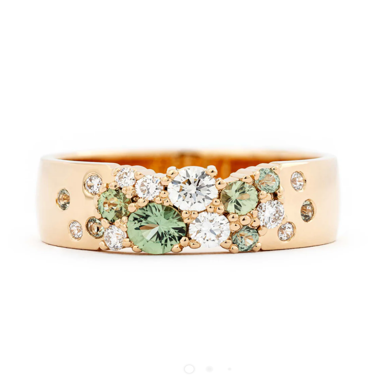 14k Gold Spring Green Lab Diamonds Ring