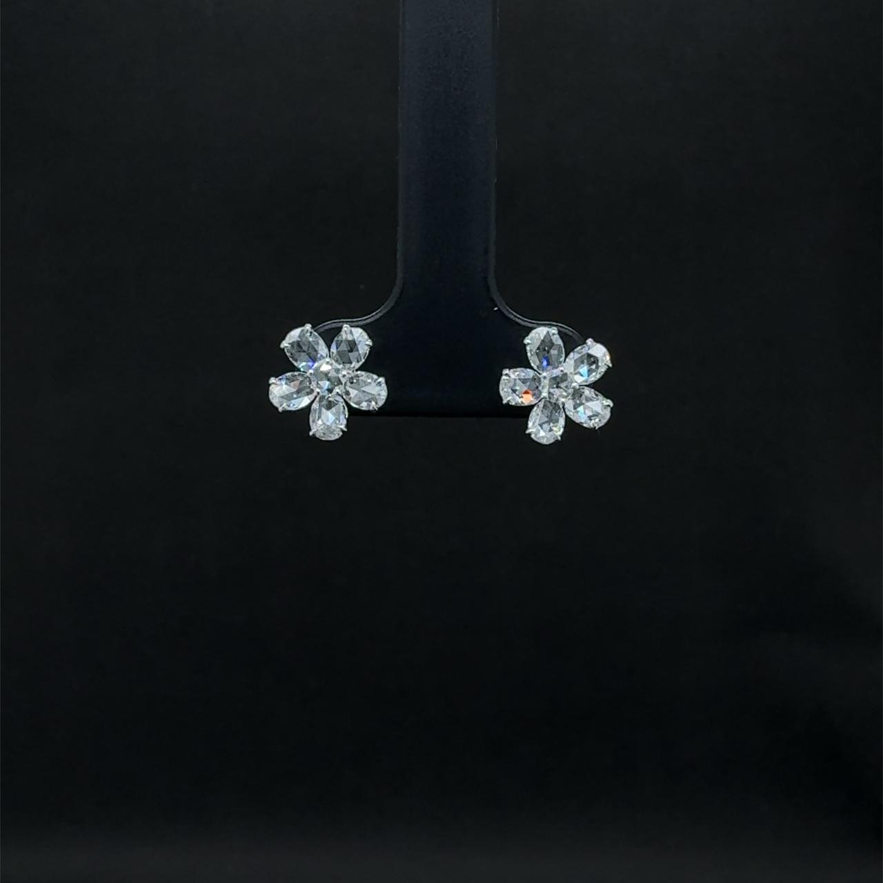 FLORAL DIAMOND STUD EARRINGS